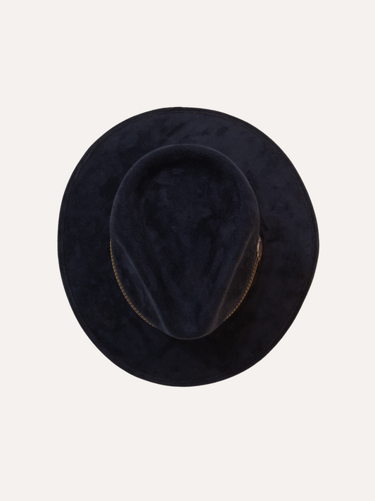 Minerva suede hat  -  navy blue