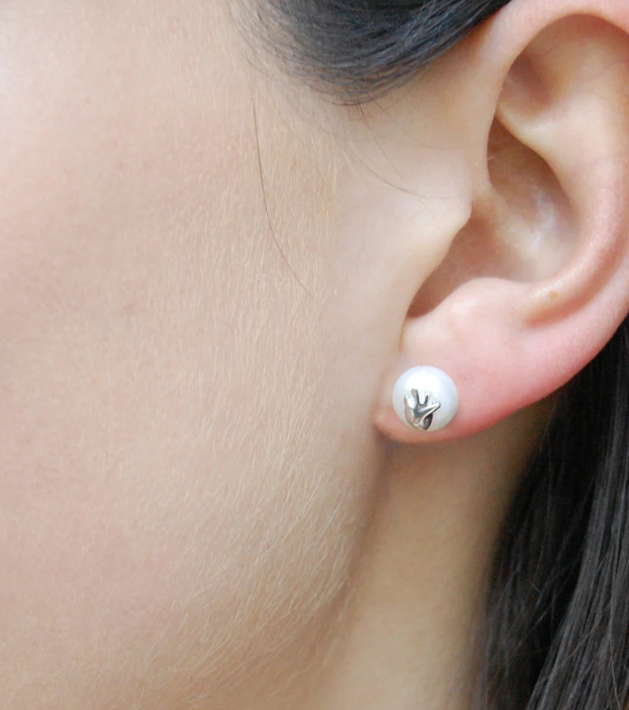 Corazón perla plata earrings